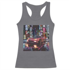 Tokyo Night Racer Racerback Tank Top JDM Street Racing Neon Aesthetic TS09 Charcoal Print Your Wear