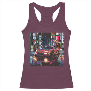 Tokyo Night Racer Racerback Tank Top JDM Street Racing Neon Aesthetic TS09 Maroon Print Your Wear