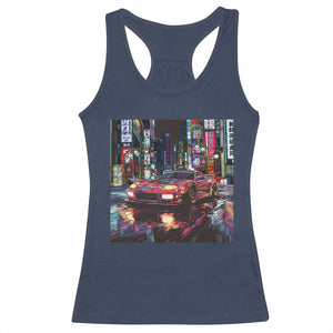 Tokyo Night Racer Racerback Tank Top JDM Street Racing Neon Aesthetic TS09 Navy Print Your Wear