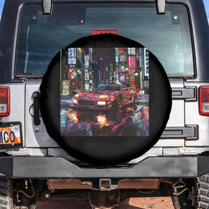 Tokyo Night Racer Spare Tire Cover JDM Street Racing Neon Aesthetic TS09 No hole Black Print Your Wear