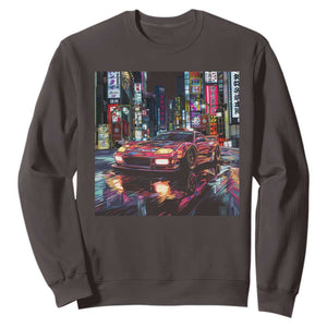 Tokyo Night Racer Sweatshirt JDM Street Racing Neon Aesthetic TS09 Dark Chocolate Print Your Wear