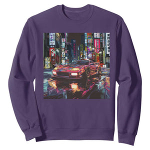 Tokyo Night Racer Sweatshirt JDM Street Racing Neon Aesthetic TS09 Purple Print Your Wear