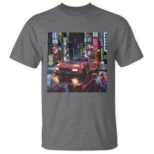 Tokyo Night Racer T Shirt JDM Street Racing Neon Aesthetic TS09 Charcoal Print Your Wear