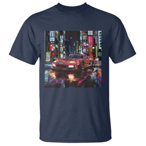 Tokyo Night Racer T Shirt JDM Street Racing Neon Aesthetic TS09 Navy Print Your Wear