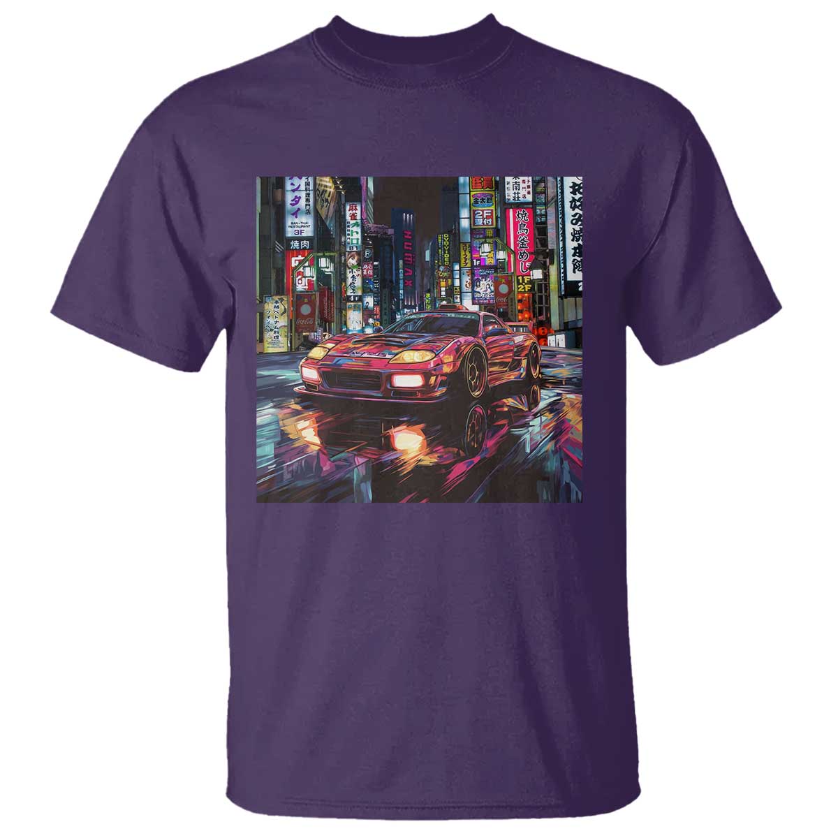Tokyo Night Racer T Shirt JDM Street Racing Neon Aesthetic TS09 Purple Print Your Wear