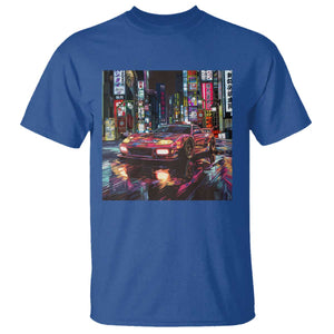 Tokyo Night Racer T Shirt JDM Street Racing Neon Aesthetic TS09 Royal Blue Print Your Wear