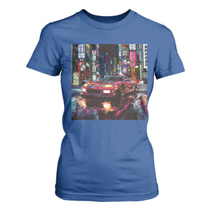 Tokyo Night Racer T Shirt For Women JDM Street Racing Neon Aesthetic TS09 Royal Blue Print Your Wear