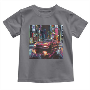 Tokyo Night Racer Toddler T Shirt JDM Street Racing Neon Aesthetic TS09 Charcoal Print Your Wear