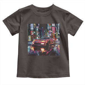 Tokyo Night Racer Toddler T Shirt JDM Street Racing Neon Aesthetic TS09 Dark Chocolate Print Your Wear