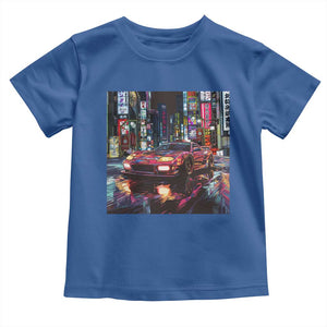 Tokyo Night Racer Toddler T Shirt JDM Street Racing Neon Aesthetic TS09 Royal Blue Print Your Wear