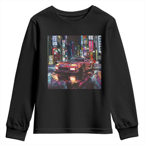 Tokyo Night Racer Youth Sweatshirt JDM Street Racing Neon Aesthetic TS09 Black Print Your Wear