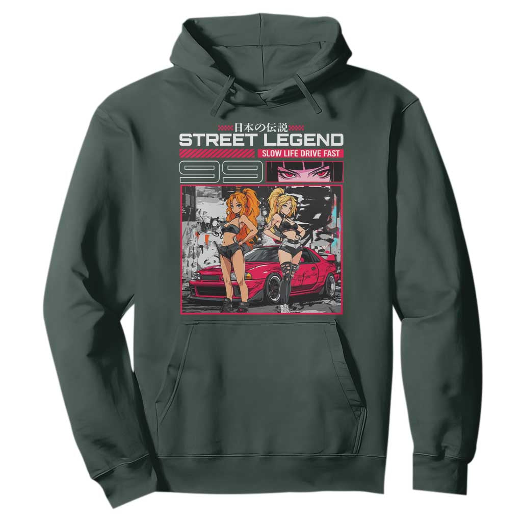 Street Legend JDM Anime Hoodie TS09 Dark Forest Green Print Your Wear