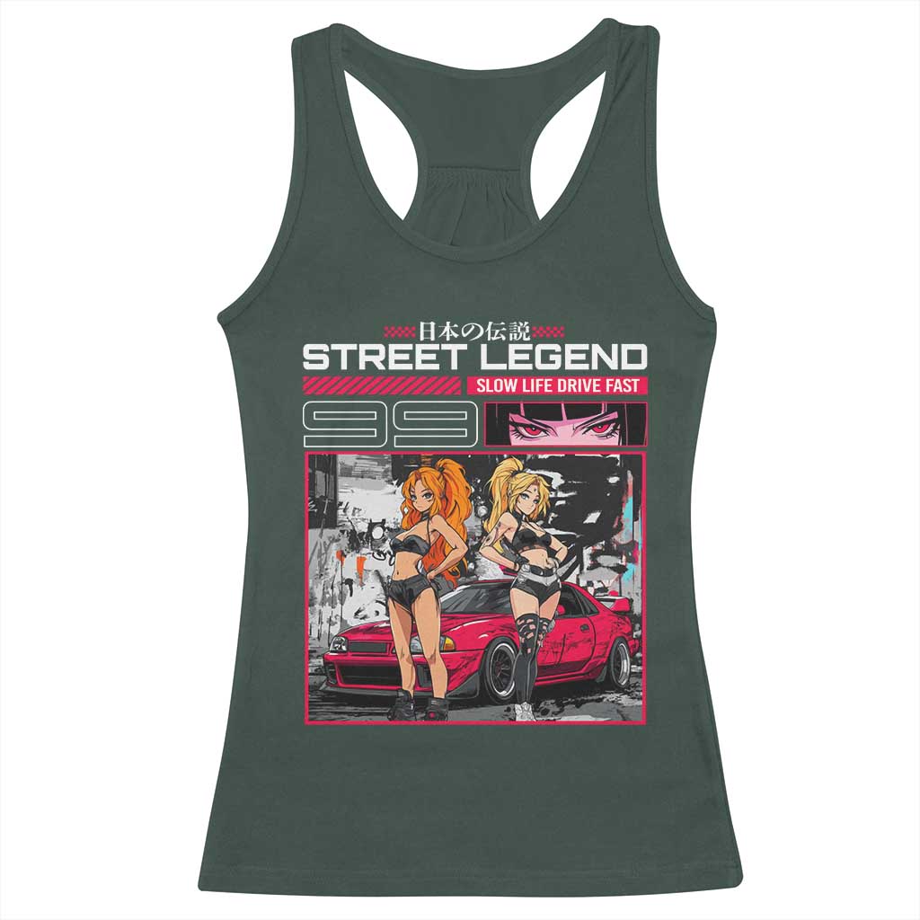 Street Legend JDM Anime Racerback Tank Top TS09 Dark Forest Green Print Your Wear