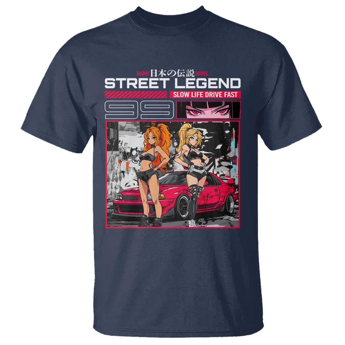 Street Legend JDM Anime T Shirt TS09 Navy Print Your Wear