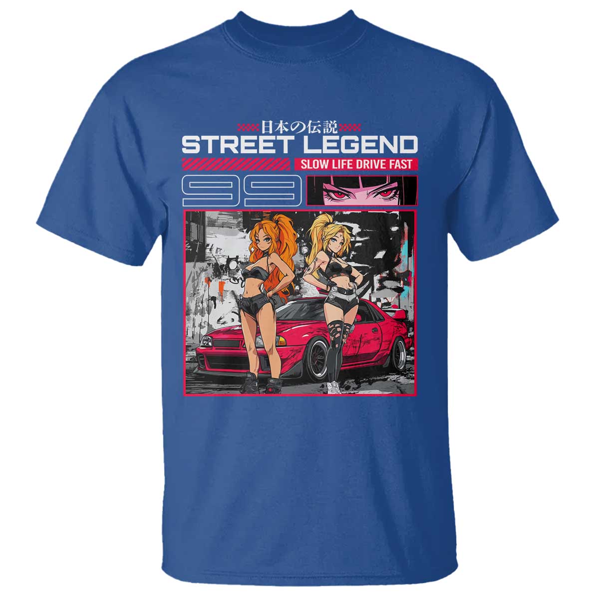 Street Legend JDM Anime T Shirt TS09 Royal Blue Print Your Wear