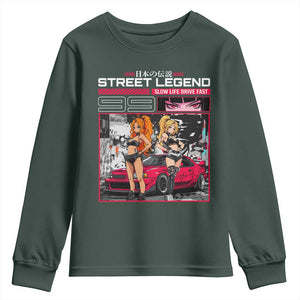 Street Legend JDM Anime Youth Sweatshirt TS09 Dark Forest Green Print Your Wear