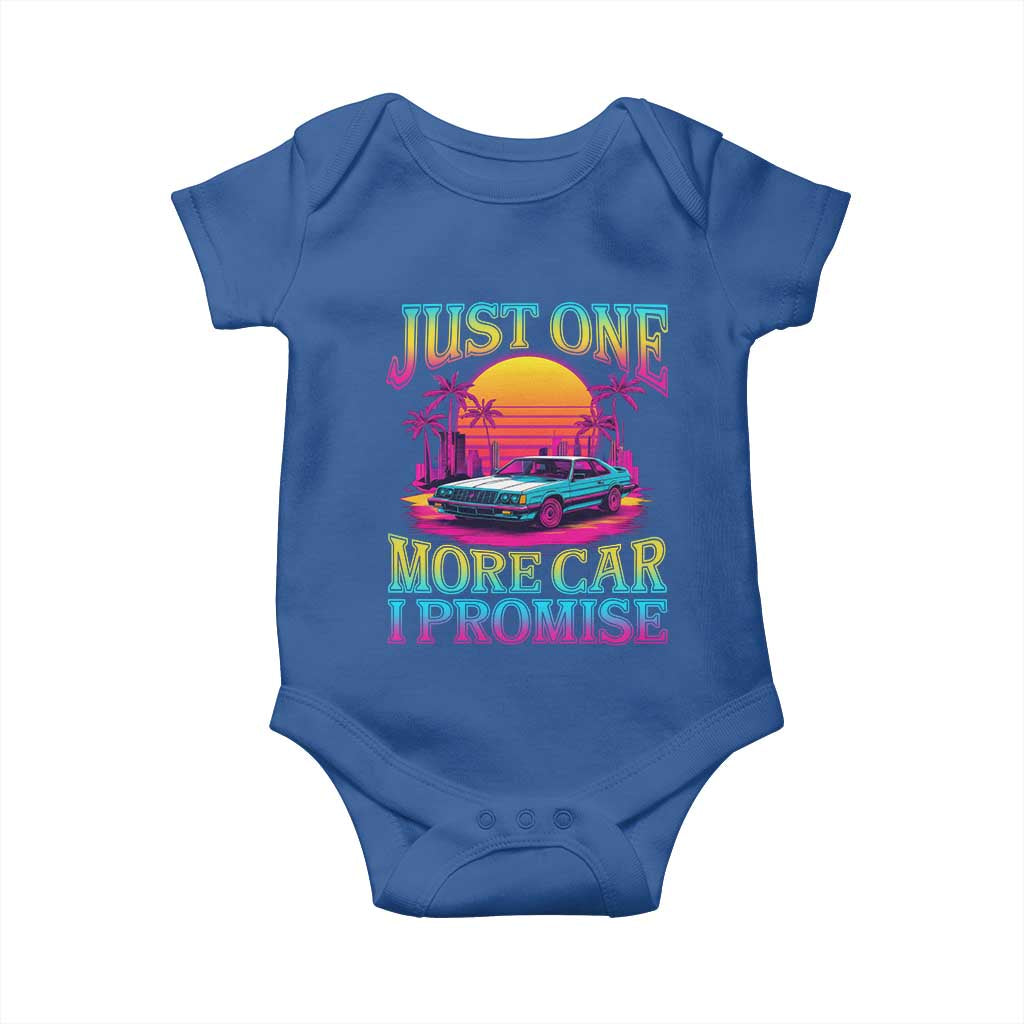 Funny Car Lover Baby Onesie Just One More Car I Promise TS09 Royal Blue Print Your Wear