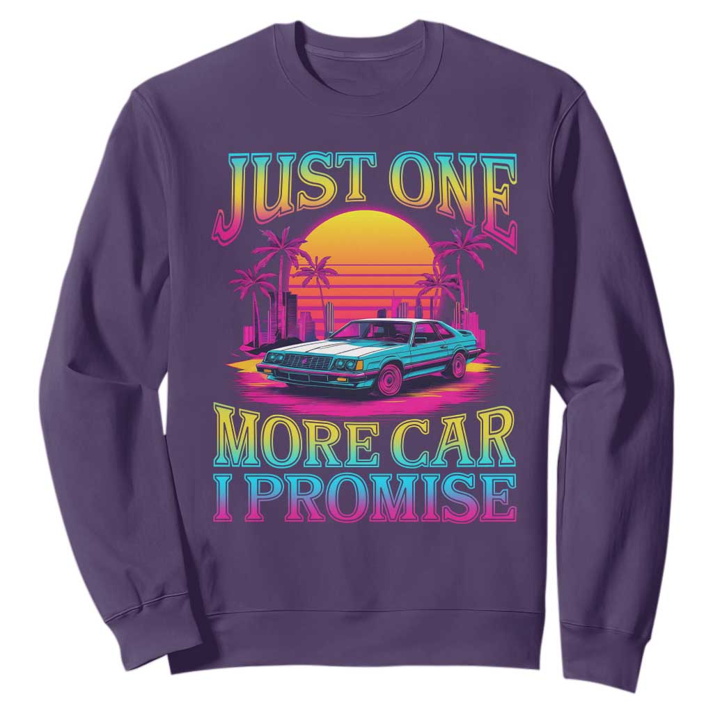 Funny Car Lover Sweatshirt Just One More Car I Promise TS09 Purple Print Your Wear