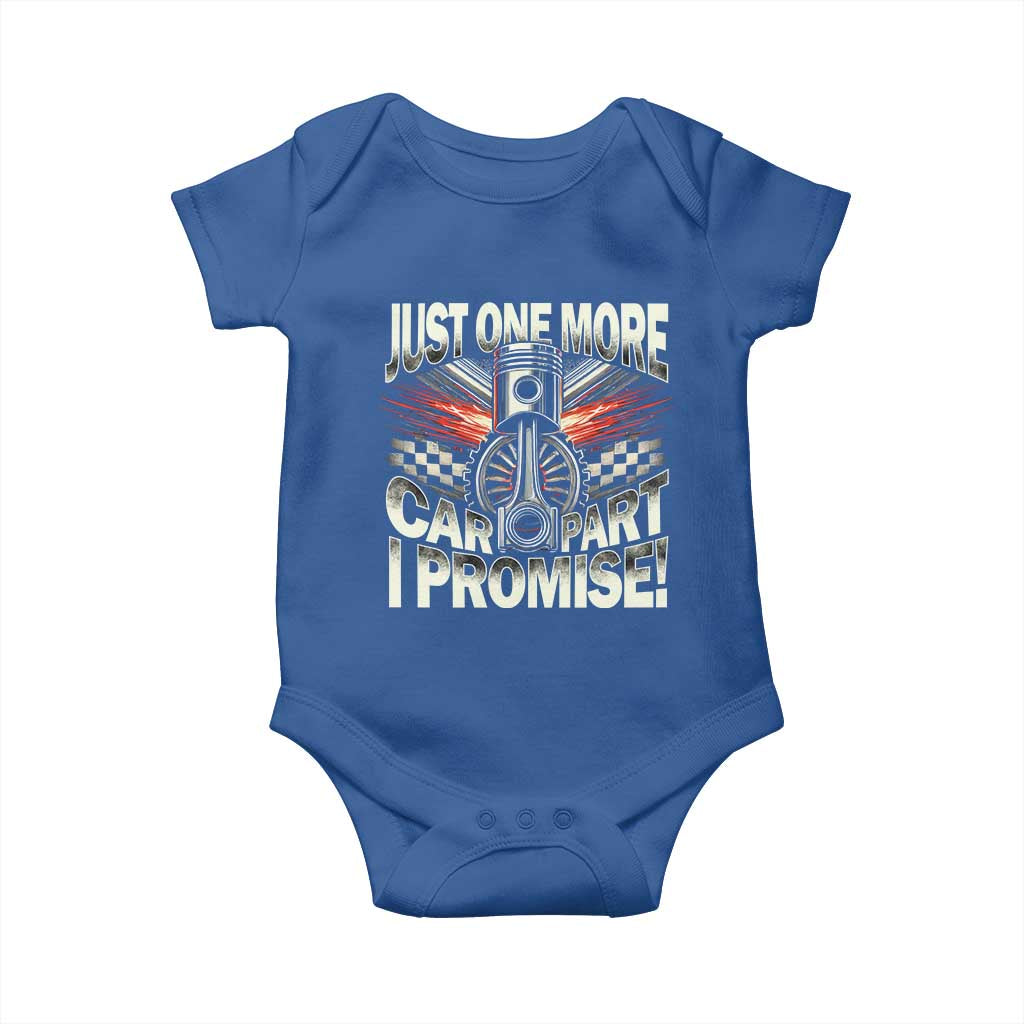 Funny Car Lover Baby Onesie Just One More Car Part I Promise TS09 Royal Blue Print Your Wear