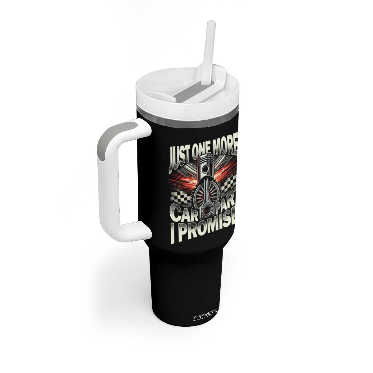 Funny Car Lover Tumbler With Handle Just One More Car Part I Promise TS09 Print Your Wear
