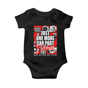 Car Lover Baby Onesie Just One More Car Part I Promise TS09 Black Print Your Wear