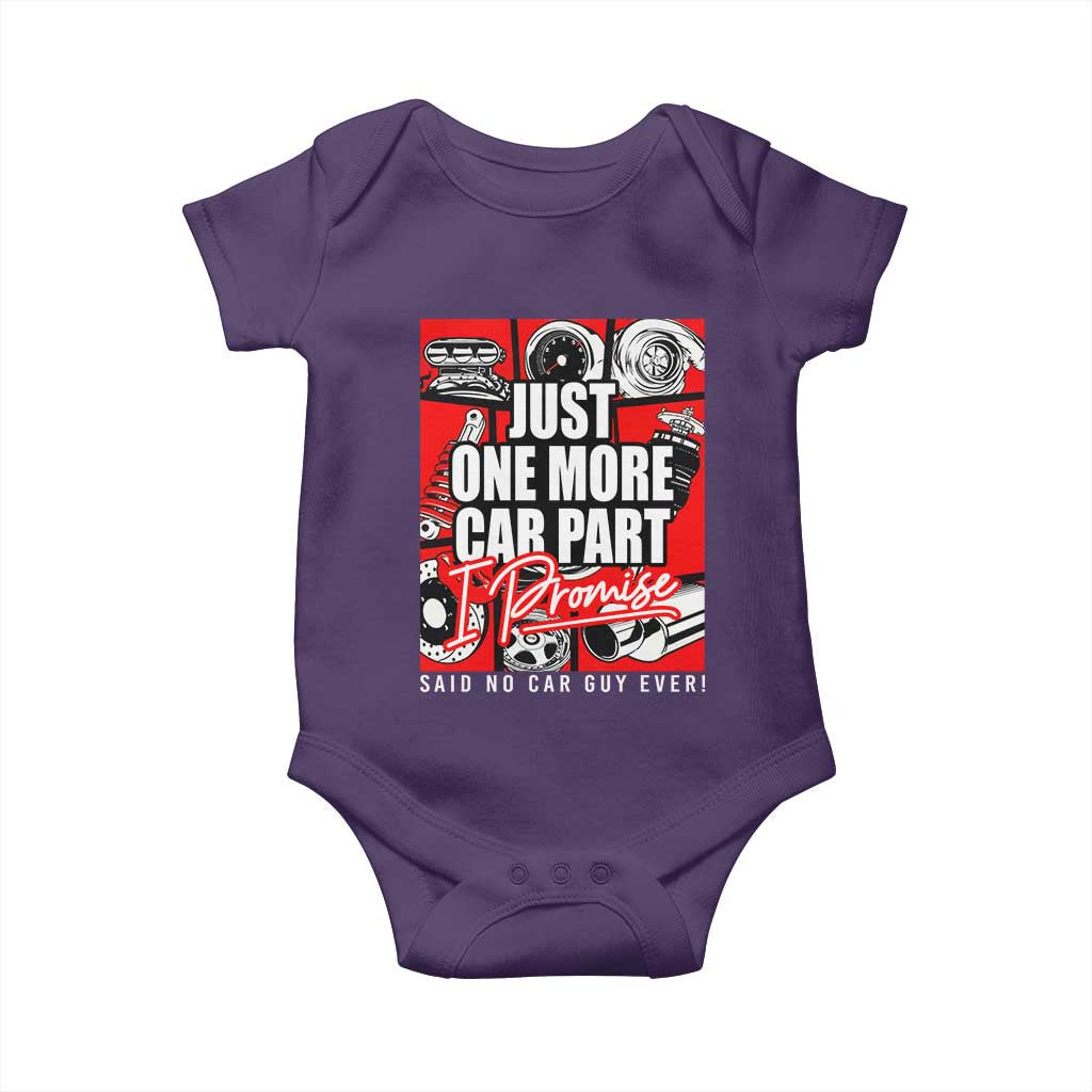 Car Lover Baby Onesie Just One More Car Part I Promise TS09 Purple Print Your Wear