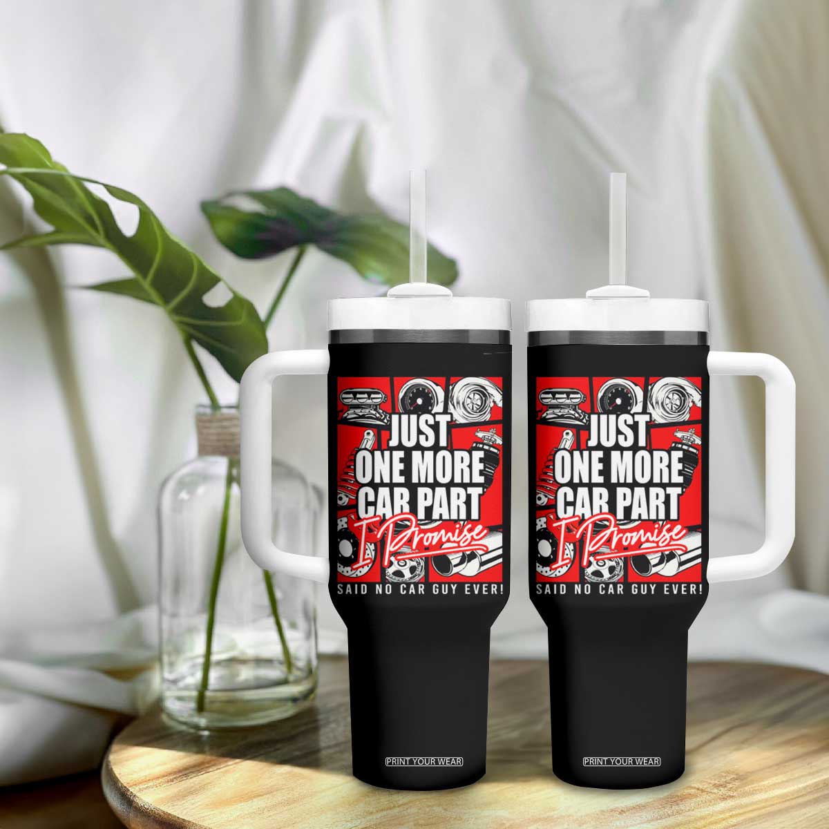 Car Lover Tumbler With Handle Just One More Car Part I Promise TS09 Print Your Wear