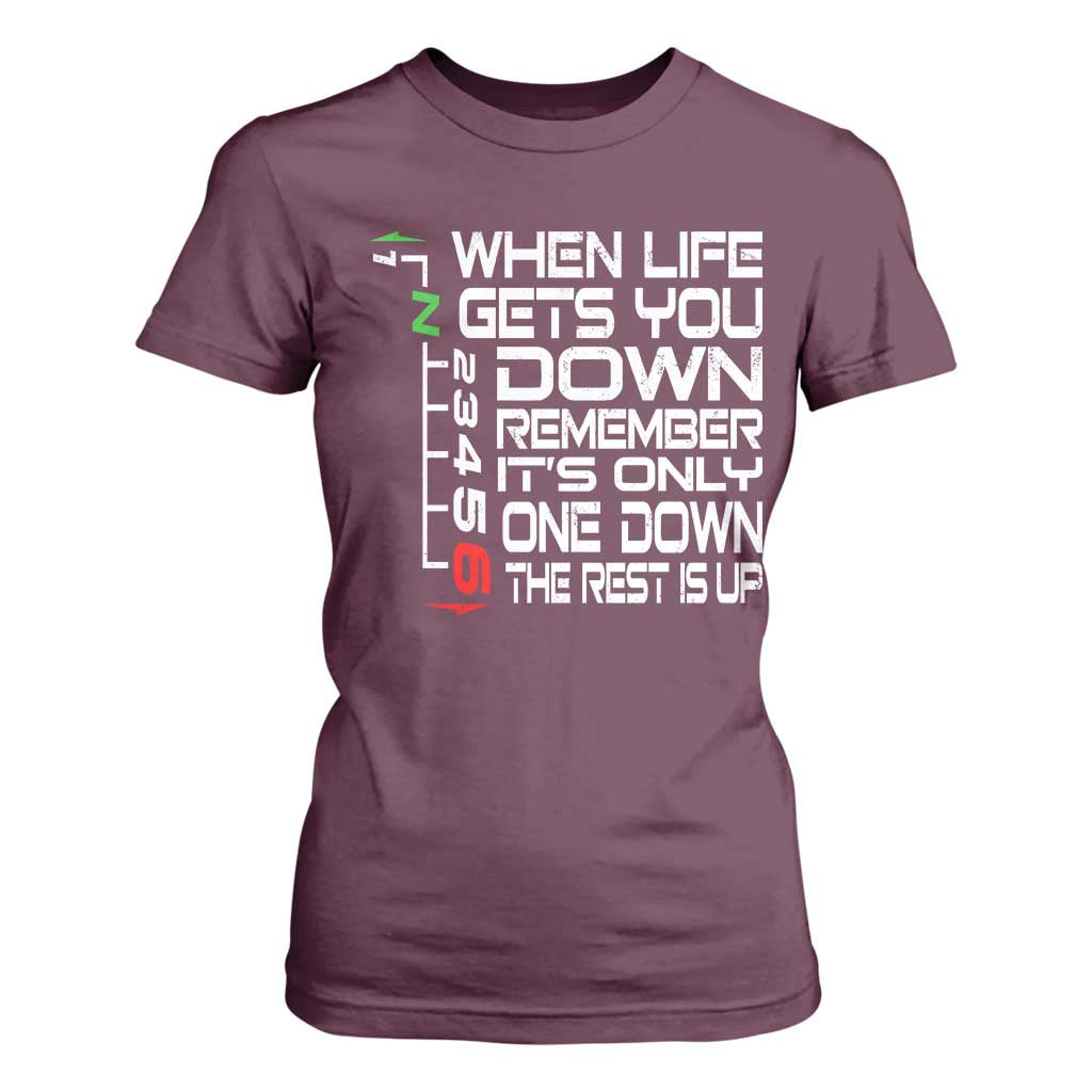 Motorcycle Lover T Shirt For Women When Life Gets You Down TS09 Maroon Print Your Wear