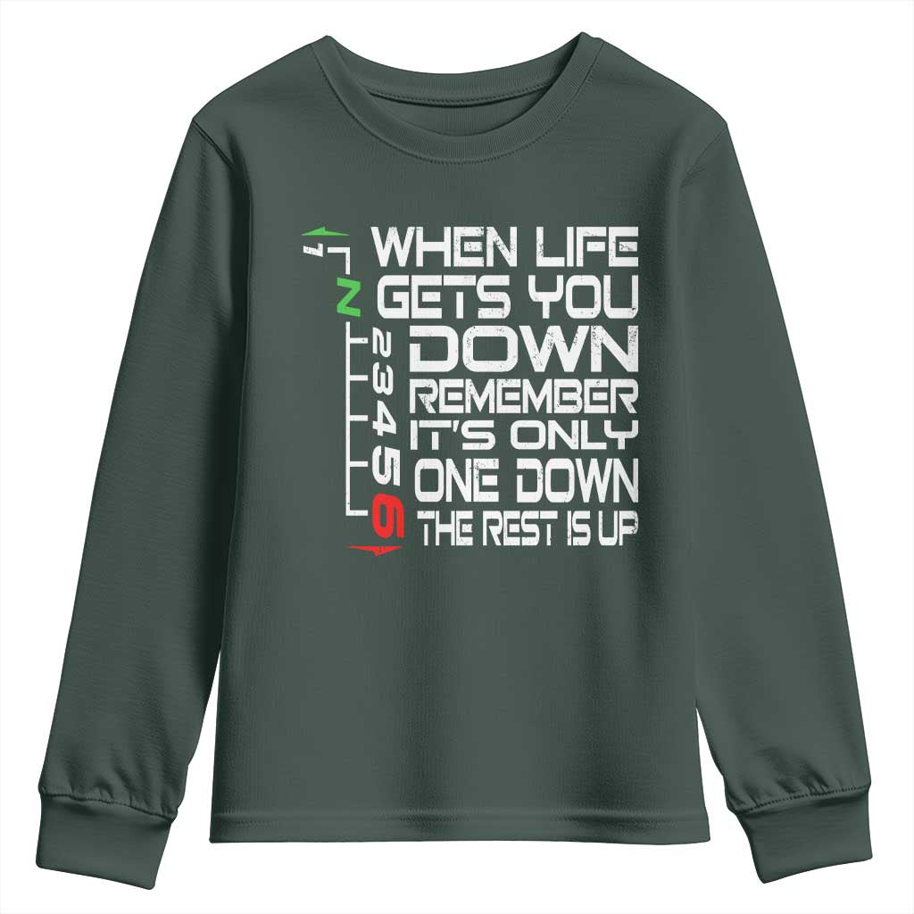 Motorcycle Lover Youth Sweatshirt When Life Gets You Down TS09 Dark Forest Green Print Your Wear