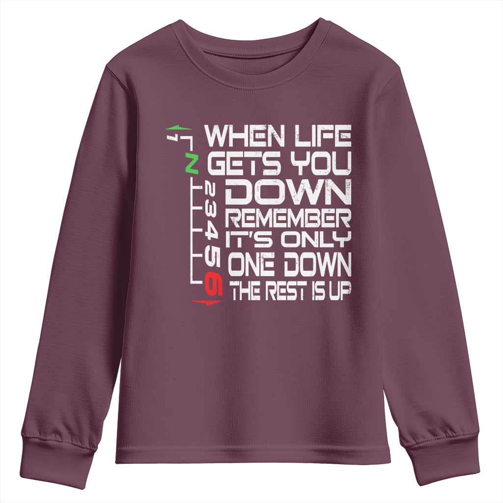 Motorcycle Lover Youth Sweatshirt When Life Gets You Down TS09 Maroon Print Your Wear