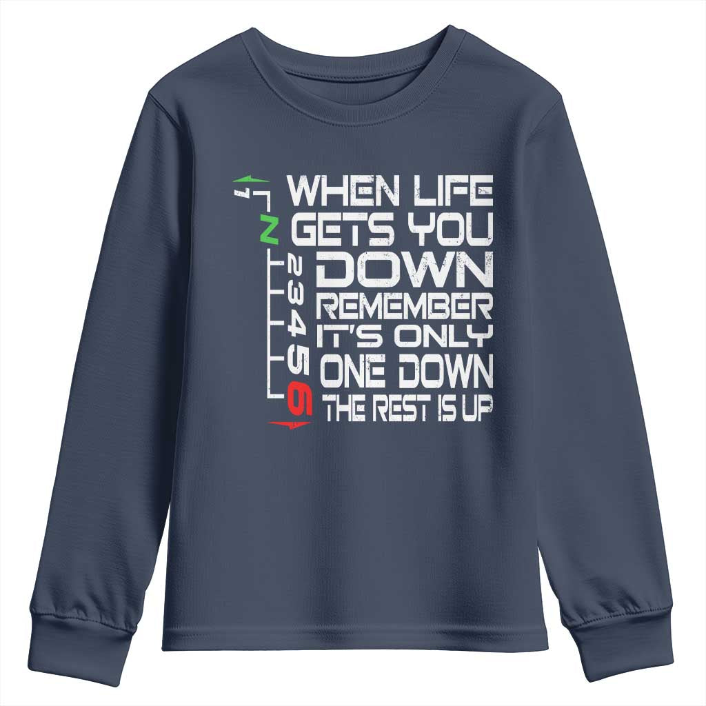 Motorcycle Lover Youth Sweatshirt When Life Gets You Down TS09 Navy Print Your Wear