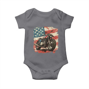 Motorcycle USA Flag Retro Biker Baby Onesie TS09 Charcoal Print Your Wear