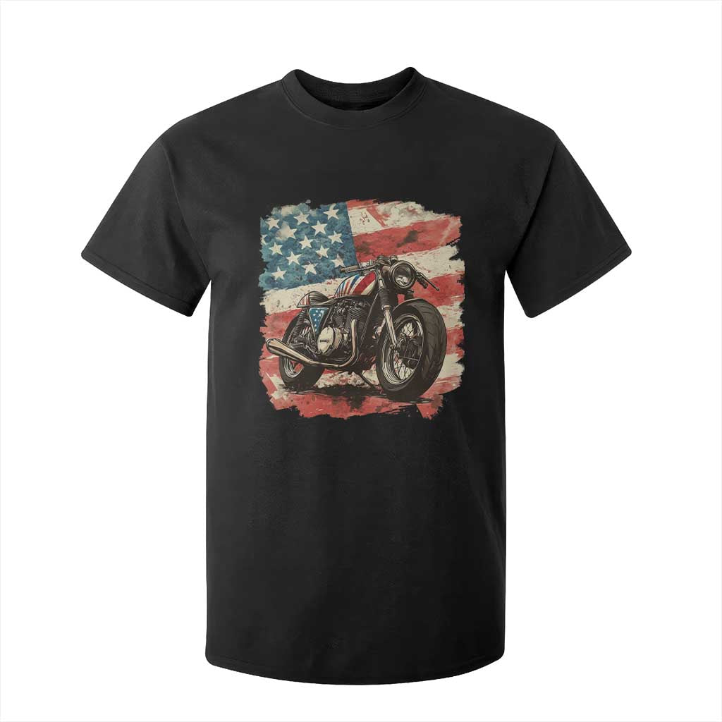 Motorcycle USA Flag Retro Biker T Shirt For Kid TS09 Black Print Your Wear