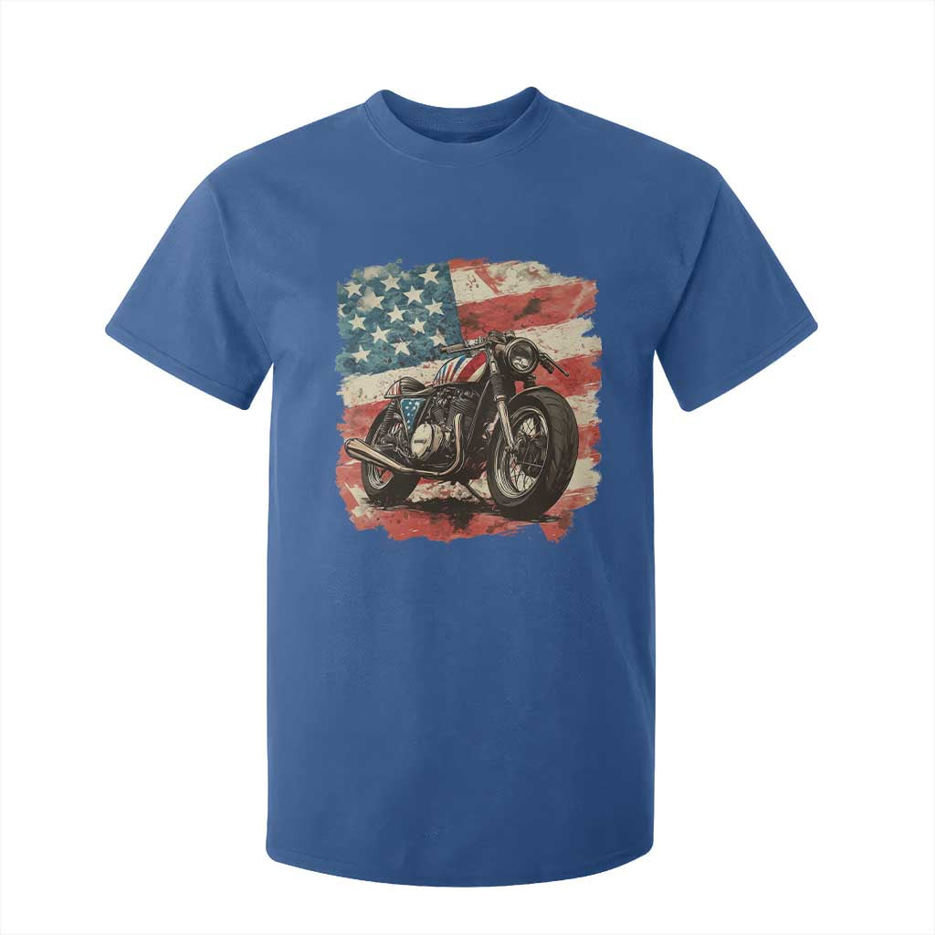Motorcycle USA Flag Retro Biker T Shirt For Kid TS09 Royal Blue Print Your Wear