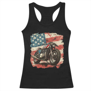 Motorcycle USA Flag Retro Biker Racerback Tank Top TS09 Black Print Your Wear