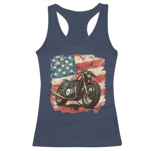 Motorcycle USA Flag Retro Biker Racerback Tank Top TS09 Navy Print Your Wear