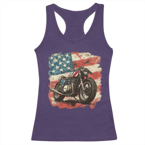 Motorcycle USA Flag Retro Biker Racerback Tank Top TS09 Purple Print Your Wear