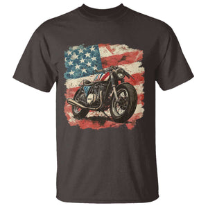 Motorcycle USA Flag Retro Biker T Shirt TS09 Dark Chocolate Print Your Wear