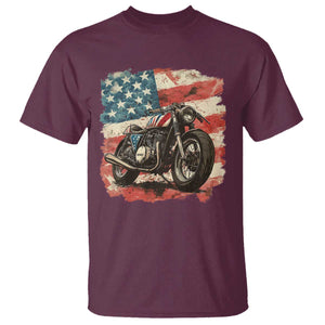 Motorcycle USA Flag Retro Biker T Shirt TS09 Maroon Print Your Wear