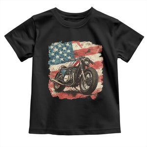 Motorcycle USA Flag Retro Biker Toddler T Shirt TS09 Black Print Your Wear