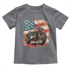 Motorcycle USA Flag Retro Biker Toddler T Shirt TS09 Charcoal Print Your Wear