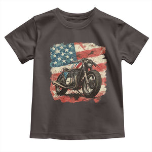 Motorcycle USA Flag Retro Biker Toddler T Shirt TS09 Dark Chocolate Print Your Wear