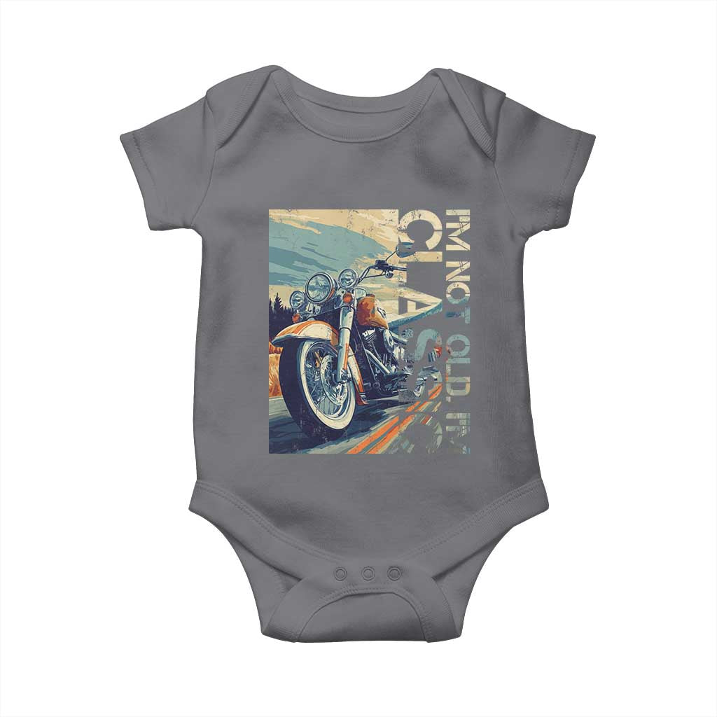 Funny Biker Baby Onesie I'm Not Old I'm Classic Motorcycle Rider TS09 Charcoal Print Your Wear