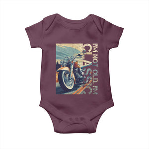 Funny Biker Baby Onesie I'm Not Old I'm Classic Motorcycle Rider TS09 Maroon Print Your Wear