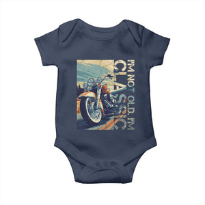 Funny Biker Baby Onesie I'm Not Old I'm Classic Motorcycle Rider TS09 Navy Print Your Wear