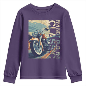 Funny Biker Youth Sweatshirt I'm Not Old I'm Classic Motorcycle Rider TS09 Purple Print Your Wear