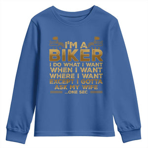 Motorcycle Rider Youth Sweatshirt I'm A Biker I Do What I Want TS09 Royal Blue Print Your Wear