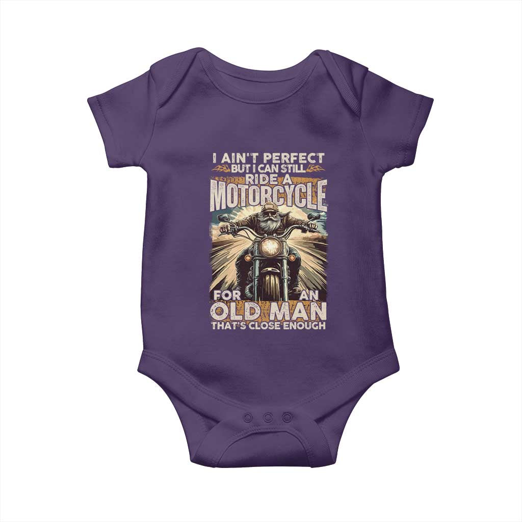 Motorcycle Rider Baby Onesie I Ain't Perfect But I Can Still Ride A Motorcycle TS09 Purple Print Your Wear