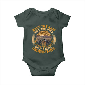 Motorcycle Rider Baby Onesie Race The Rain Ride The Wind Chase The Sunset TS09 Print Your Wear