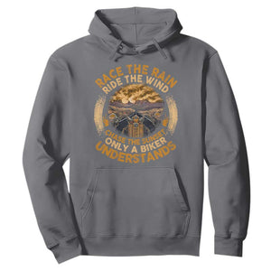 Motorcycle Rider Hoodie Race The Rain Ride The Wind Chase The Sunset TS09 Charcoal Print Your Wear